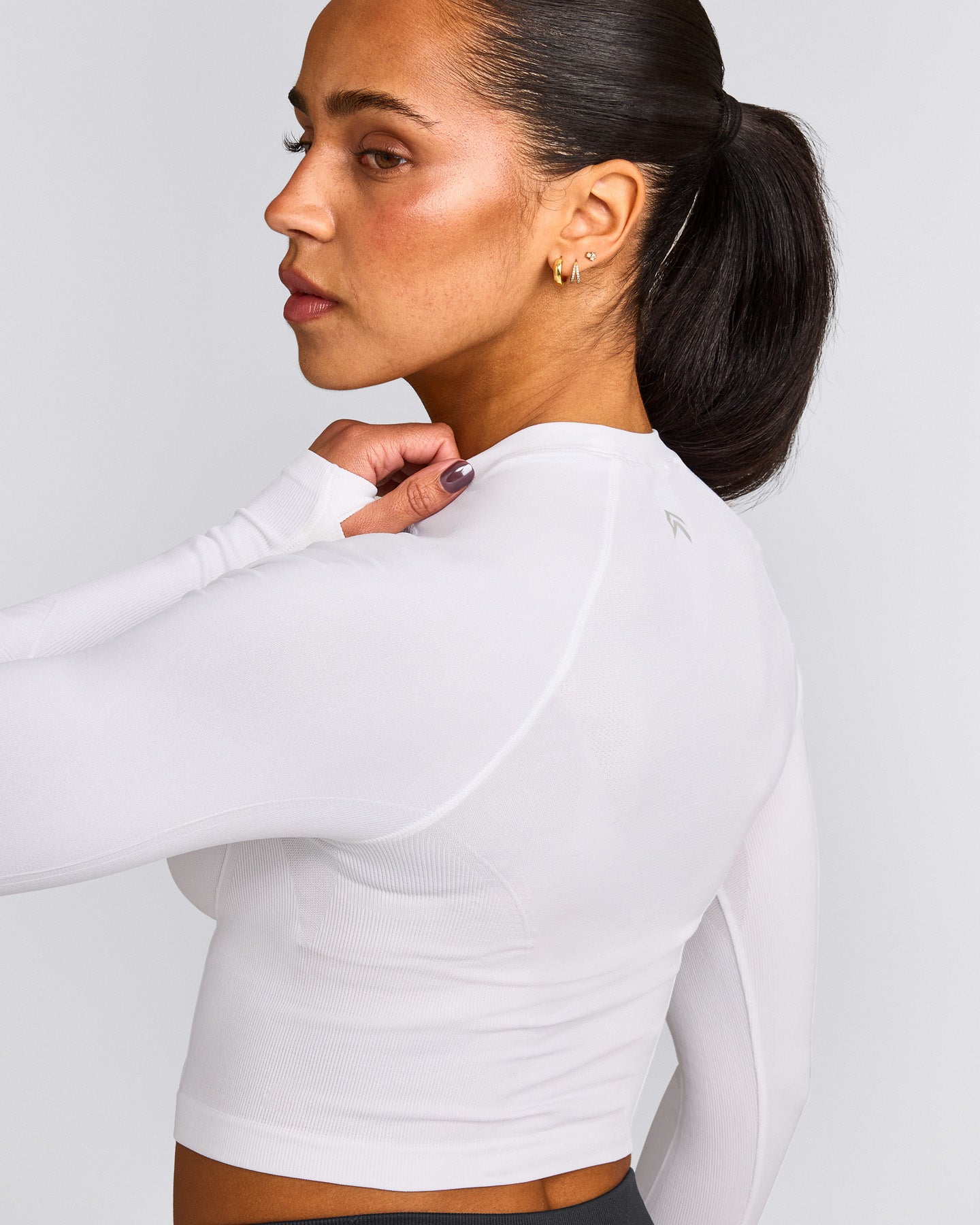 Oner Seamless Fitted Long Sleeve Mid Top | White
