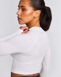 Oner Seamless Fitted Long Sleeve Mid Top | White