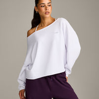 Raw Cut Lounge Off-The-Shoulder Sweatshirt | White