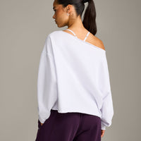 Raw Cut Lounge Off-The-Shoulder Sweatshirt | White