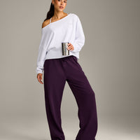 Raw Cut Lounge Off-The-Shoulder Sweatshirt | White