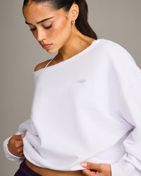 Raw Cut Lounge Off-The-Shoulder Sweatshirt | White