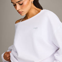 Raw Cut Lounge Off-The-Shoulder Sweatshirt | White