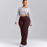 FormeSoft™ Relaxed Slash Neck Long Sleeve Top | Zinc Grey