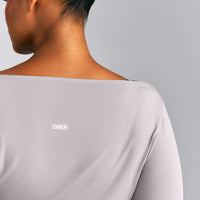 FormeSoft™ Relaxed Slash Neck Long Sleeve Top | Zinc Grey