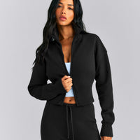 Mid Weight Cotton Knit Cardigan | Black