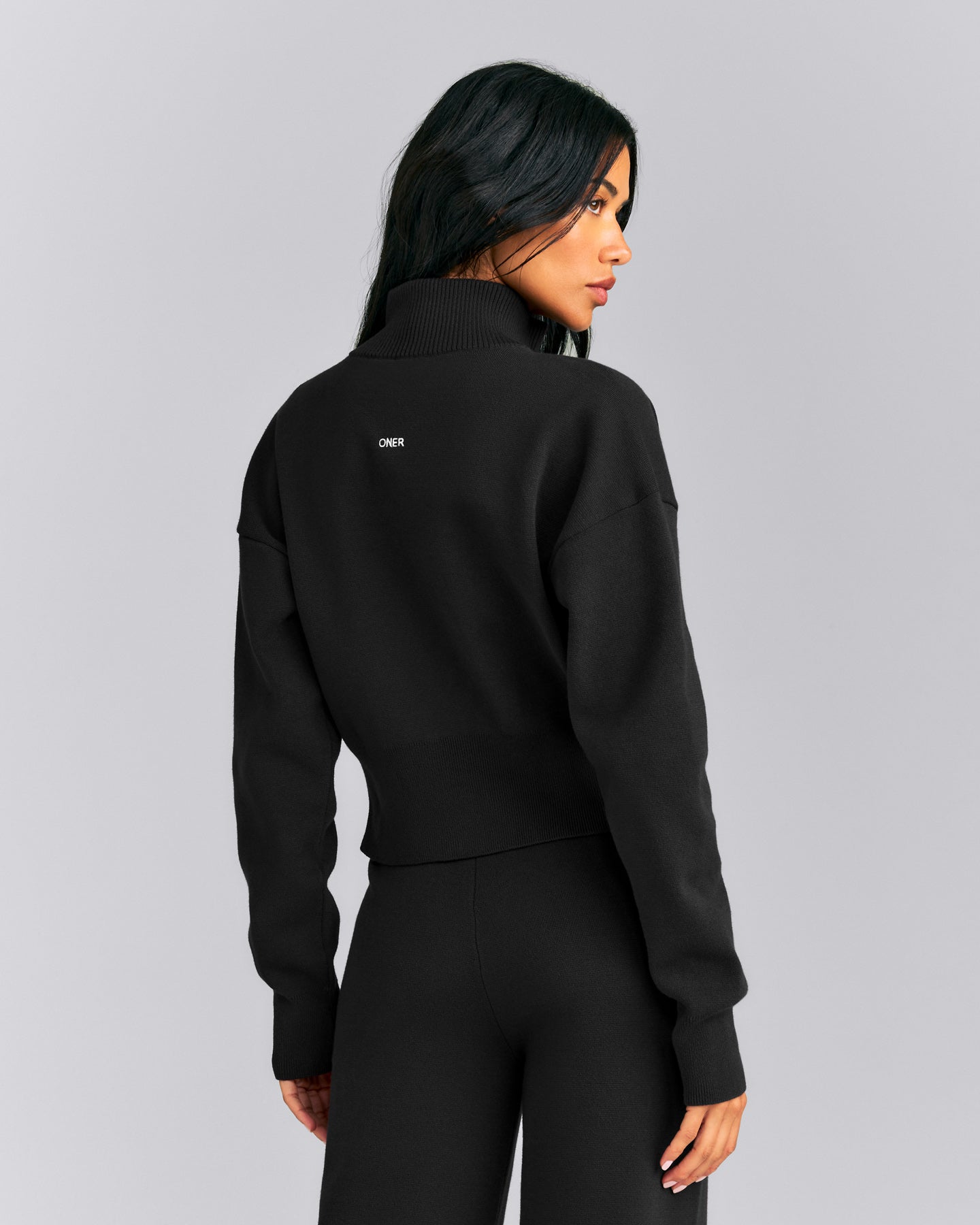 Mid Weight Cotton Knit Cardigan | Black