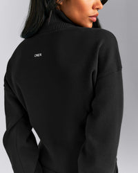 Mid Weight Cotton Knit Cardigan | Black