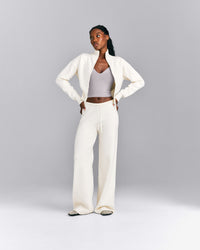 Mid Weight Cotton Knit Trouser | Marshmallow White