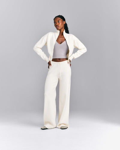 Mid Weight Cotton Knit Trouser | Marshmallow White