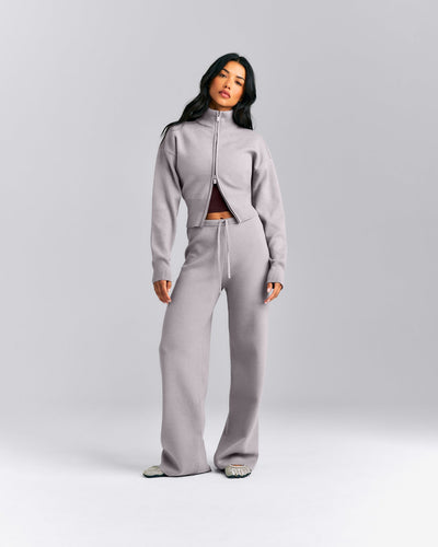 Mid Weight Cotton Knit Trouser | Dark Zinc Grey
