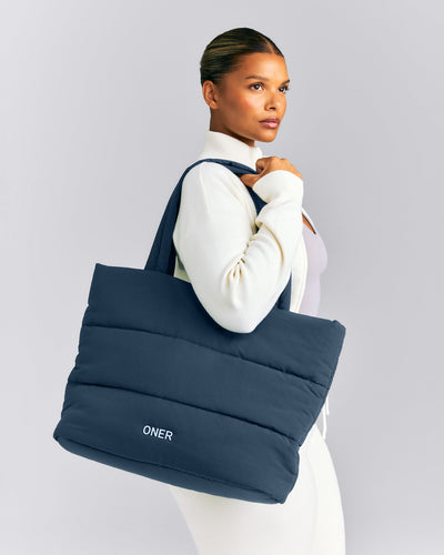 Quilted Tote Bag | Storm Blue