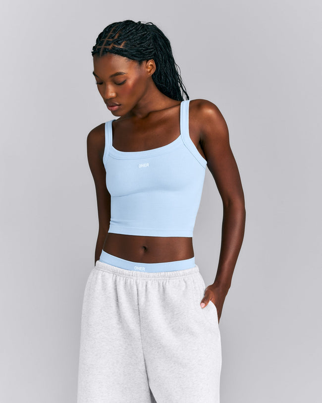Seamless Scoop Neck Tank Top | Mist Blue