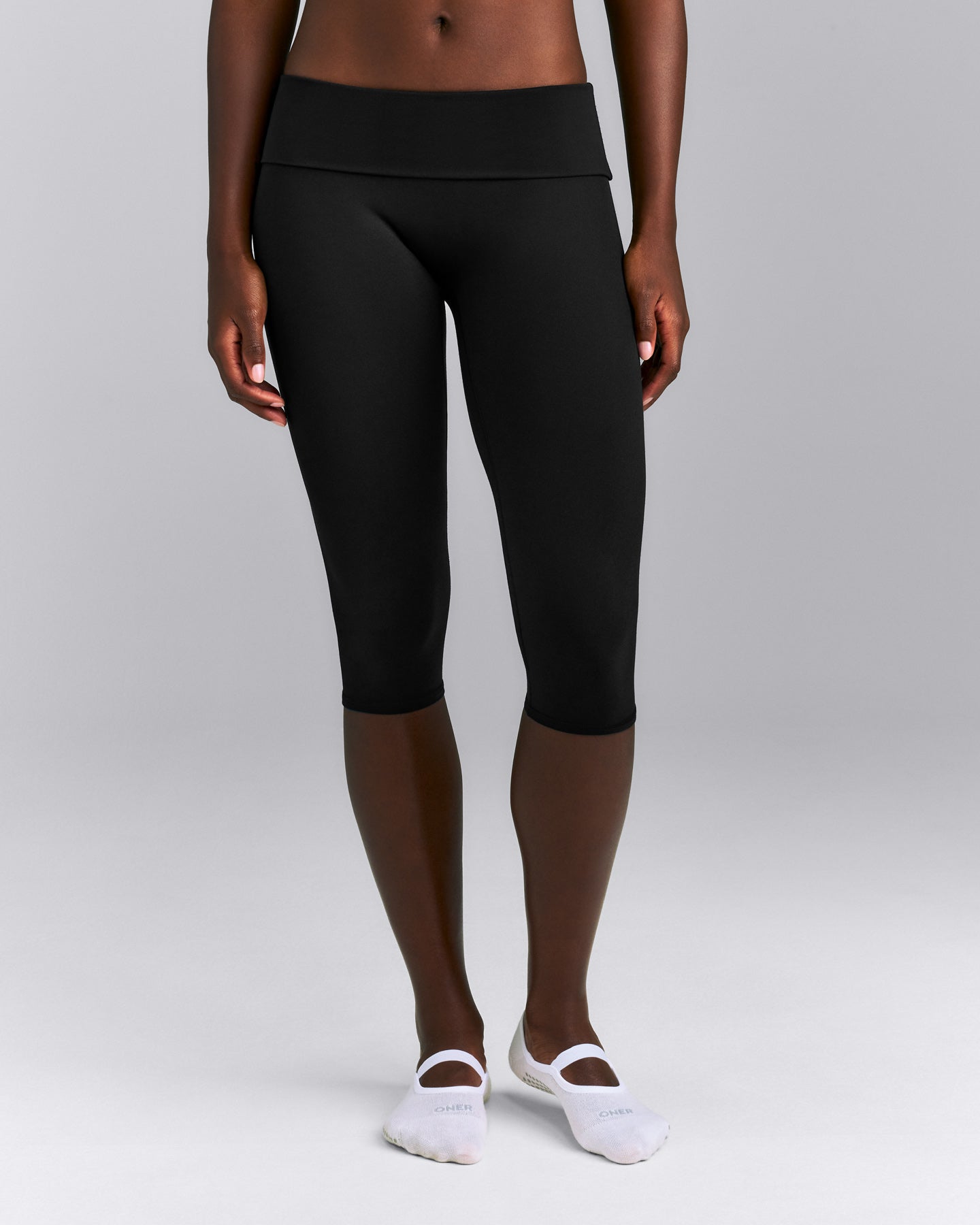 SoftMotion™ Fold Over Capri Leggings | Black