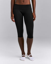 SoftMotion™ Fold Over Capri Leggings | Black