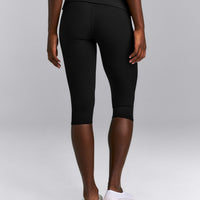 SoftMotion™ Fold Over Capri Leggings | Black