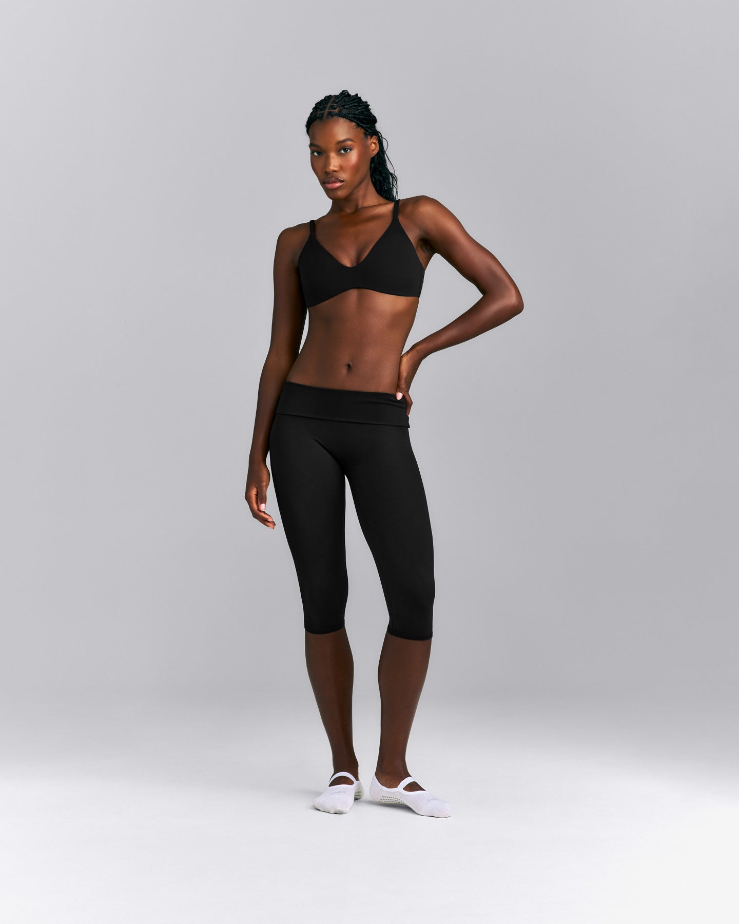 SoftMotion™ Fold Over Capri Leggings | Black