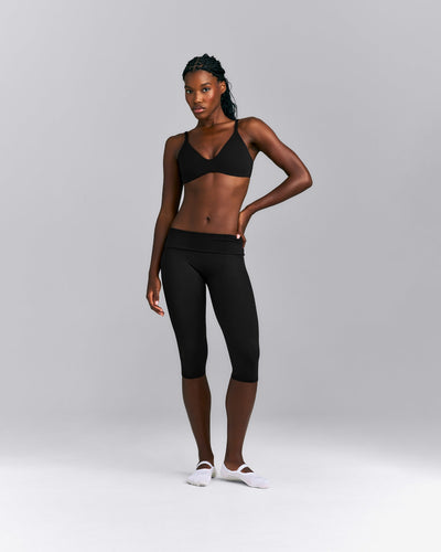 SoftMotion™ Fold Over Capri Leggings | Black