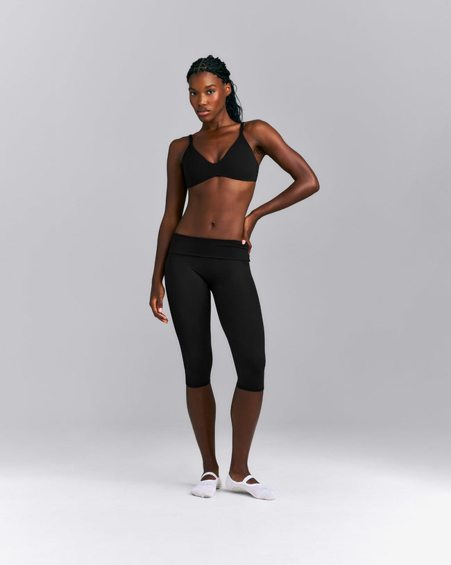 SoftMotion™ Fold Over Capri Leggings | Black
