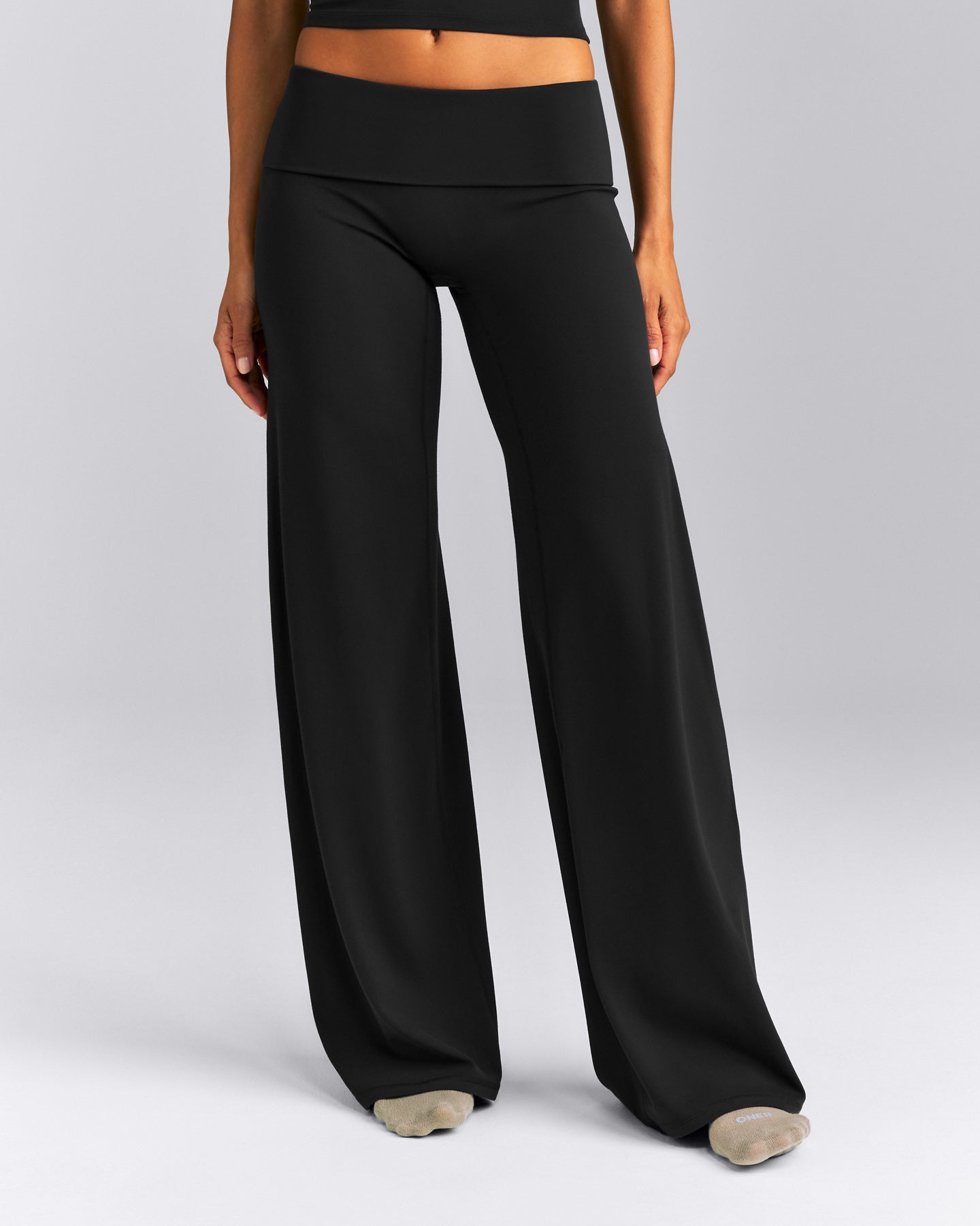 SoftMotion™ Fold Over Mid Rise Straight Leg Trousers New Branding | Black