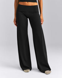 SoftMotion™ Fold Over Mid Rise Straight Leg Trousers New Branding | Black