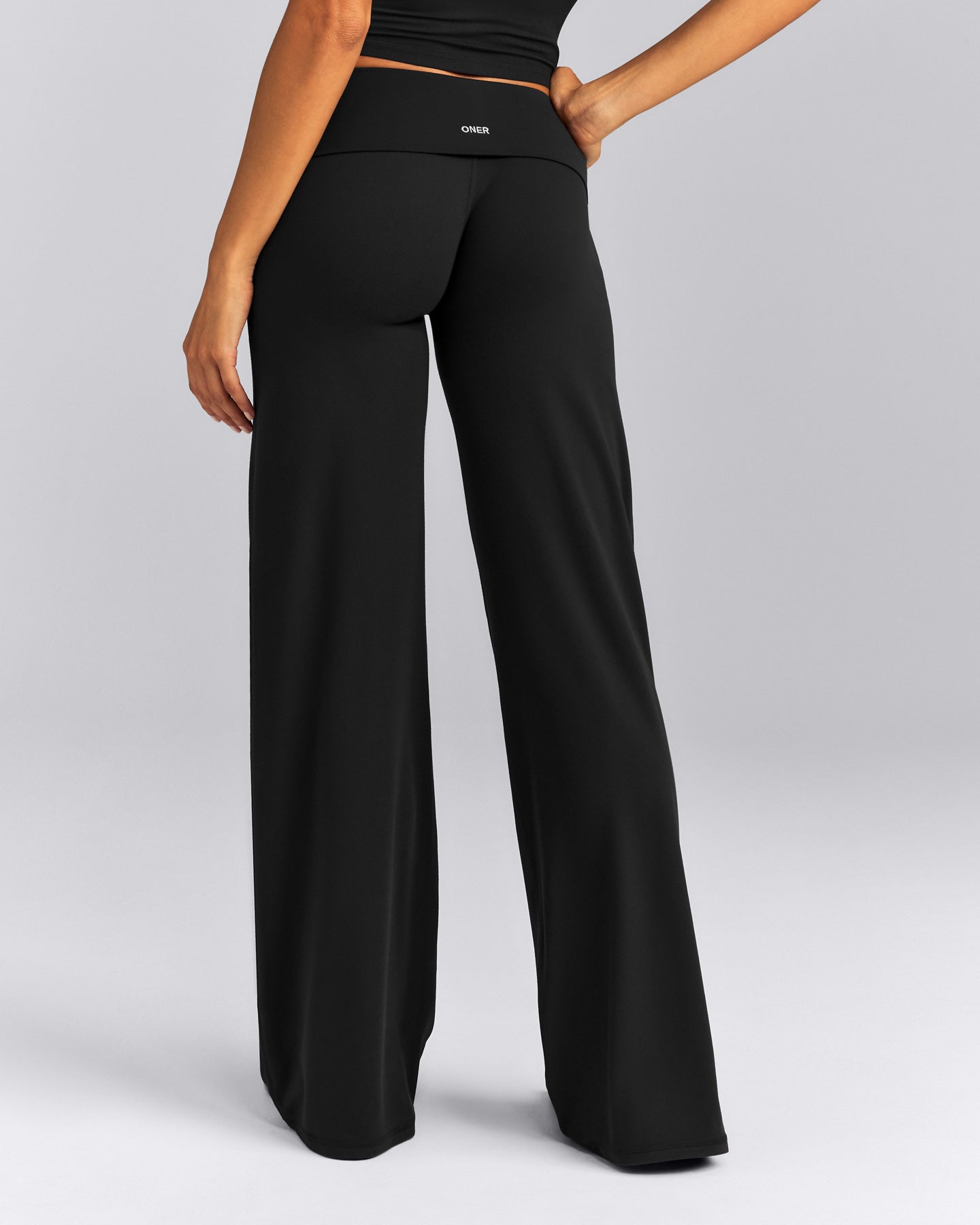 SoftMotion™ Fold Over Mid Rise Straight Leg Trousers New Branding | Black