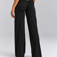 SoftMotion™ Fold Over Mid Rise Straight Leg Trousers New Branding | Black