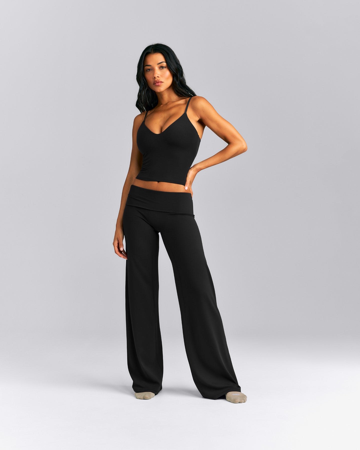 SoftMotion™ Fold Over Mid Rise Straight Leg Trousers New Branding | Black