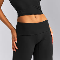 SoftMotion™ Fold Over Mid Rise Straight Leg Trousers New Branding | Black