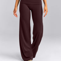 SoftMotion™ Fold Over Mid Rise Straight Leg Trousers New Branding | Plum Brown