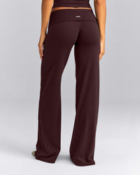 SoftMotion™ Fold Over Mid Rise Straight Leg Trousers New Branding | Plum Brown