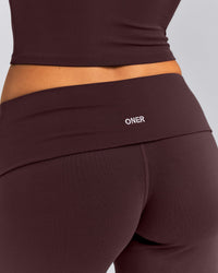 SoftMotion™ Fold Over Mid Rise Straight Leg Trousers New Branding | Plum Brown