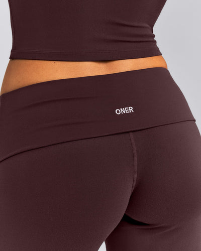 SoftMotion™ Fold Over Mid Rise Straight Leg Trousers New Branding | Plum Brown