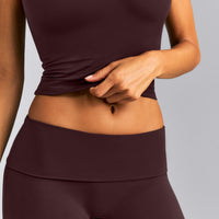 SoftMotion™ Fold Over Mid Rise Straight Leg Trousers New Branding | Plum Brown