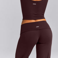 SoftMotion™ Fold Over Mid Rise Straight Leg Trousers New Branding | Plum Brown