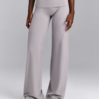 SoftMotion™ Fold Over Mid Rise Straight Leg Pants | Zinc Grey