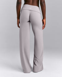 SoftMotion™ Fold Over Mid Rise Straight Leg Pants | Zinc Grey