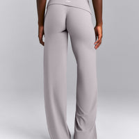 SoftMotion™ Fold Over Mid Rise Straight Leg Pants | Zinc Grey