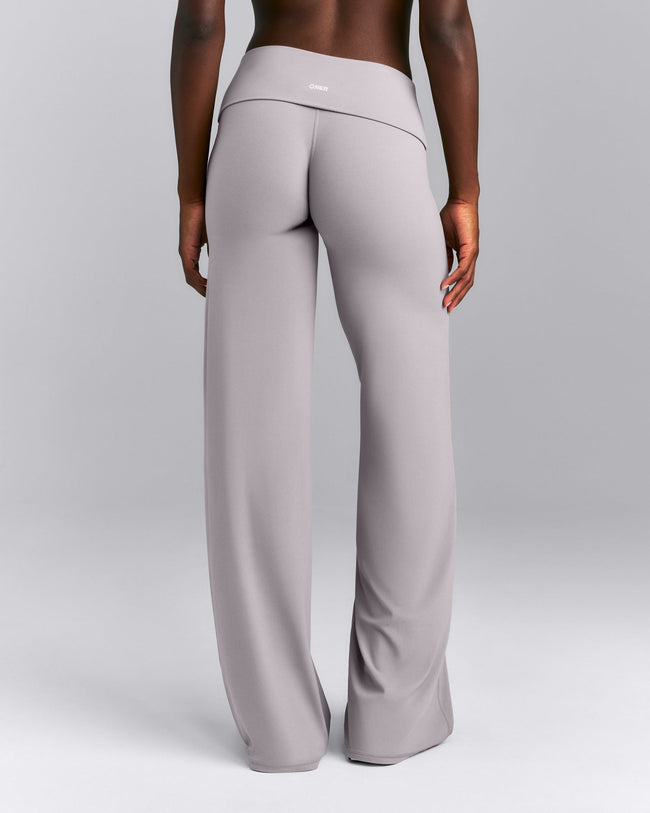 SoftMotion™ Fold Over Mid Rise Straight Leg Pants | Zinc Grey