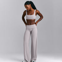 SoftMotion™ Fold Over Mid Rise Straight Leg Pants | Zinc Grey