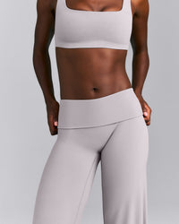 SoftMotion™ Fold Over Mid Rise Straight Leg Pants | Zinc Grey