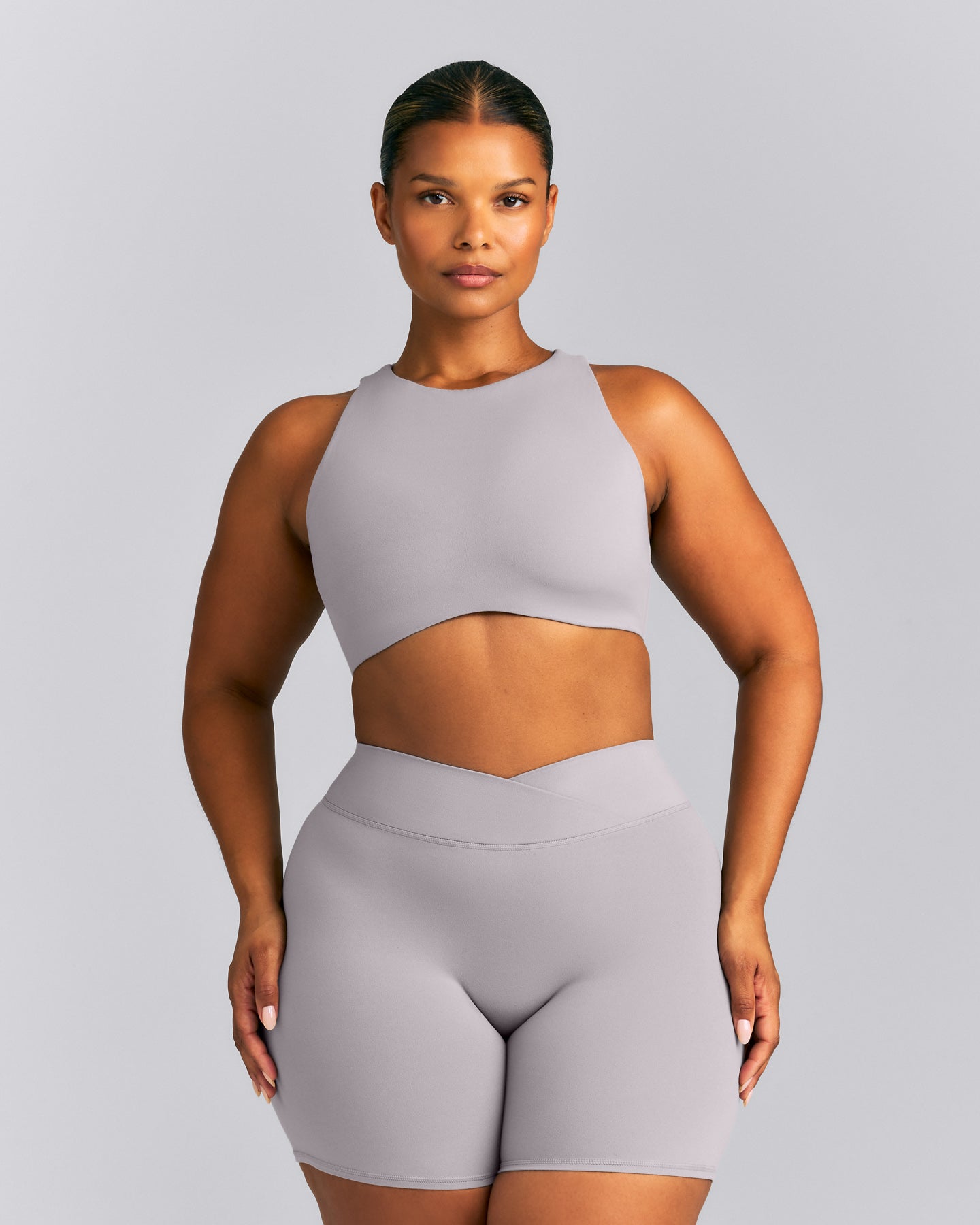 SoftMotion™ High Neck Sports Bra New Branding | Zinc Grey
