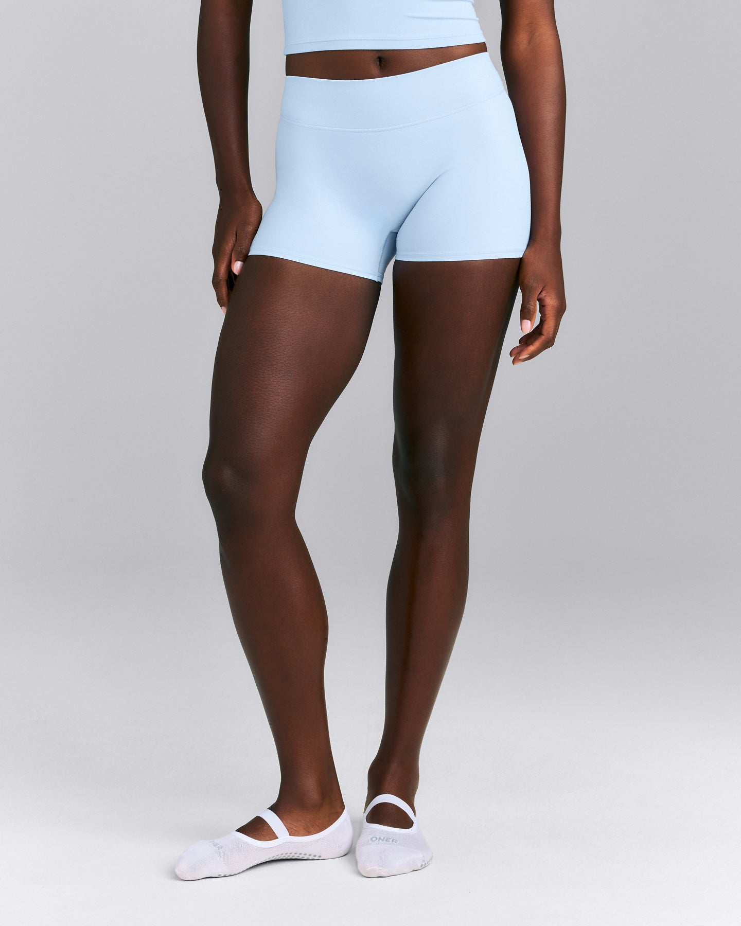 SoftMotion™ Mid Rise Micro Shorts 4" | Mist Blue