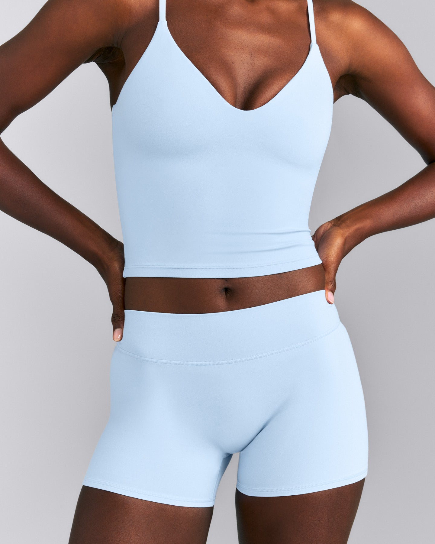 SoftMotion™ Mid Rise Micro Shorts 4" | Mist Blue