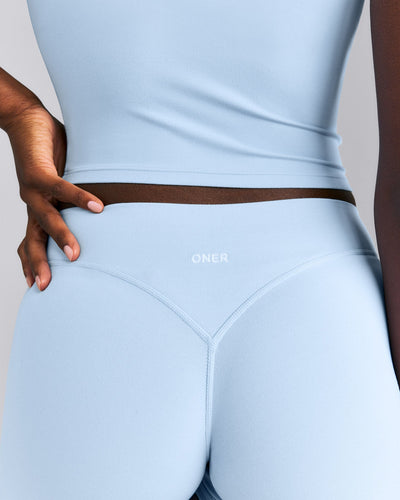 SoftMotion™ Mid Rise Micro Shorts 4" | Mist Blue