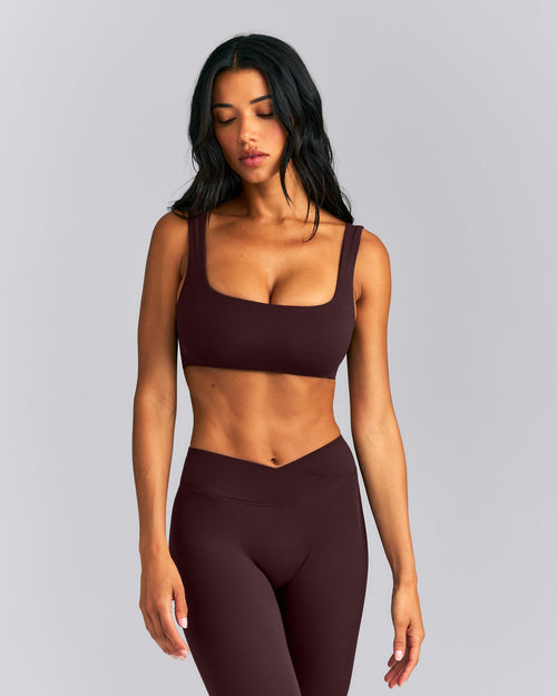 SoftMotion™ Soft Square Neck Sports Bra | Plum Brown