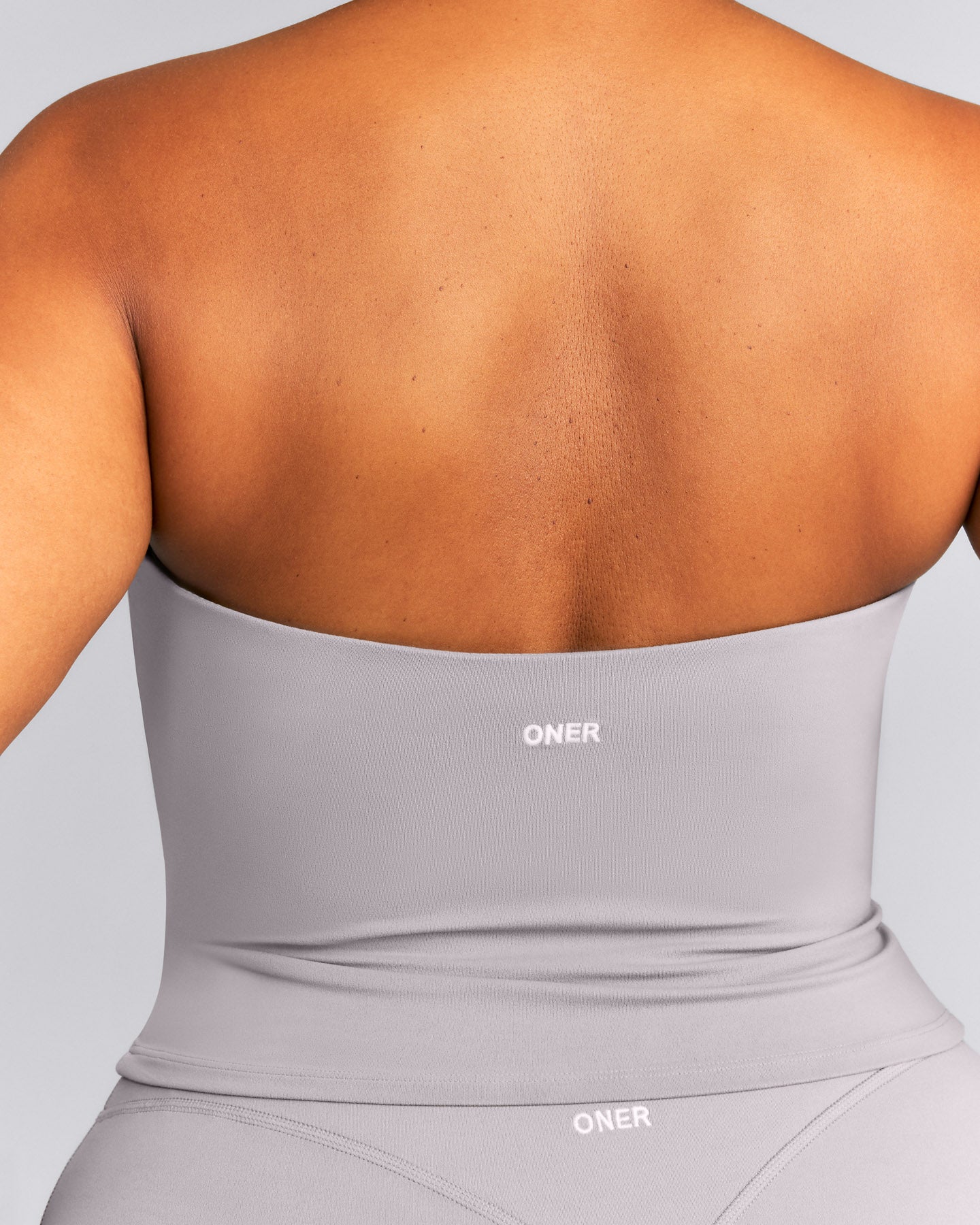 SoftMotion™ Strappy Halter Neck Mid Tank Top with Built in Bra Shelf New Branding | Zinc Grey