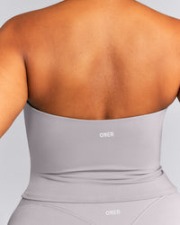 SoftMotion™ Strappy Halter Neck Mid Tank Top with Built in Bra Shelf | Zinc Grey