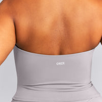 SoftMotion™ Strappy Halter Neck Mid Tank Top with Built in Bra Shelf | Zinc Grey