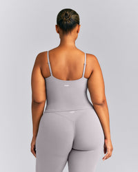 SoftMotion™ Adjustable V Neck Mid Tank Top with Built in Bra Shelf New Branding | Zinc Gray